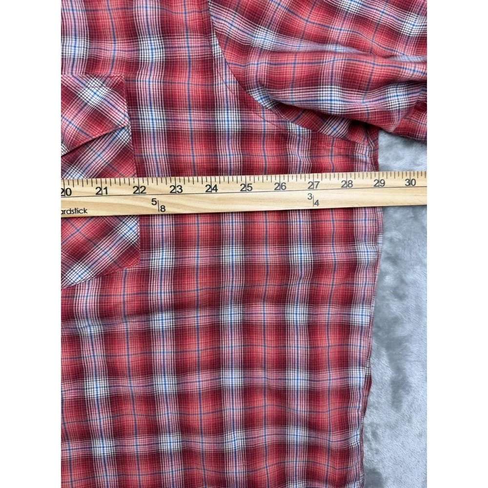 Wrangler Western Shirt Men's 2XL Red Plaid Pearl Snap Short Sleeve‎ Cowboy Rodeo